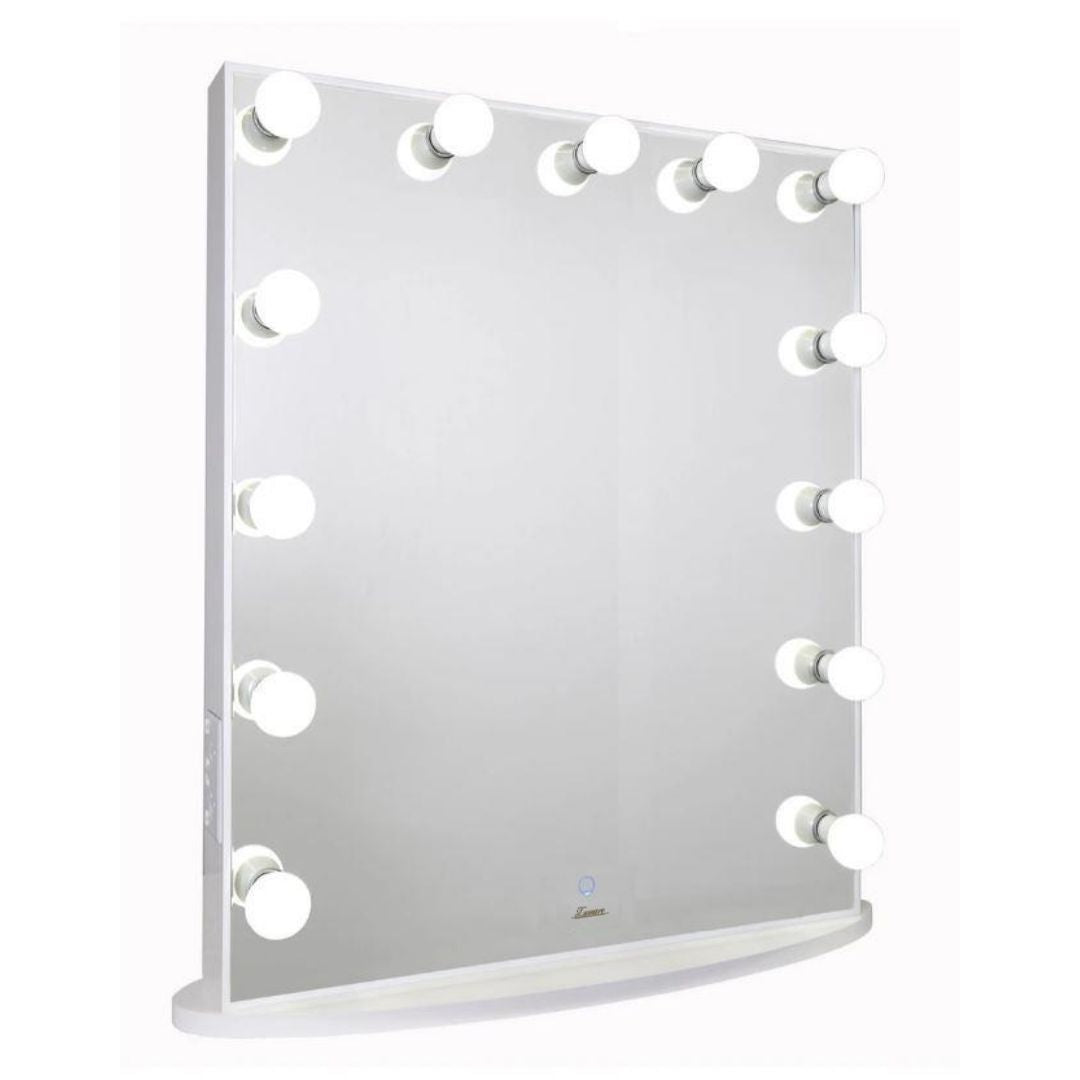 Priscilla Studio Hollywood Style White Mirror With Bluetooth Speakers ...