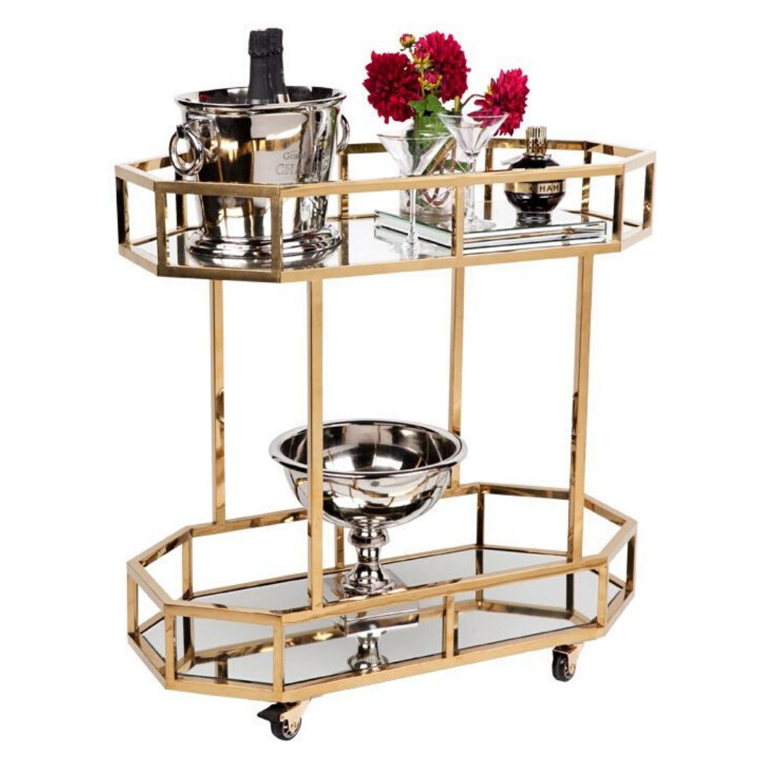 Brooklyn Gold Mirrored Drink Trolley | Mirror City